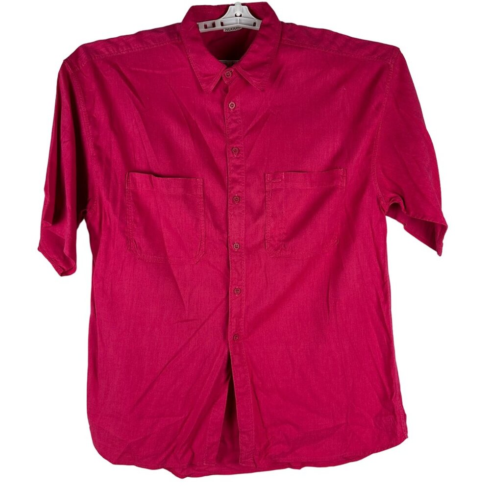 Nuovo Mens Pink Short Sleeve Button-Up Shirt Size XL Cotton & Rayon